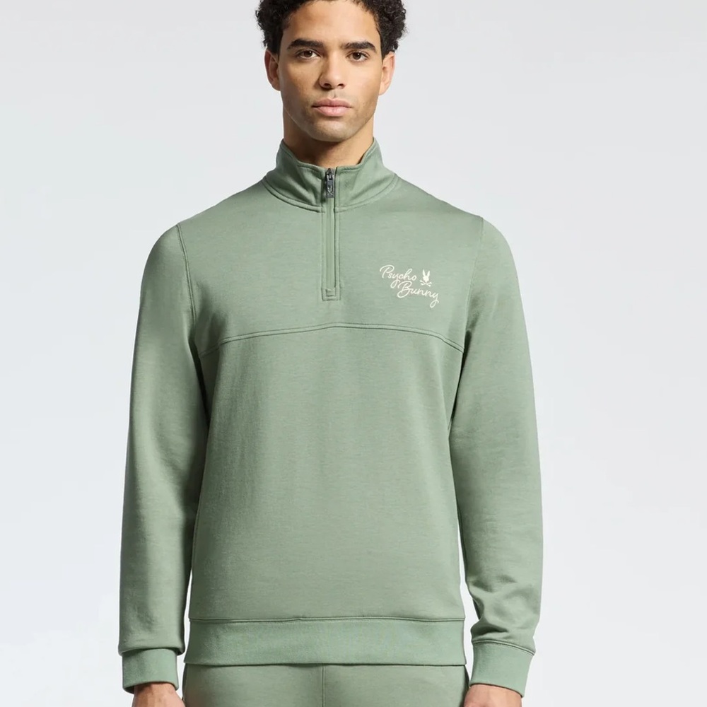 NWT Psycho Bunny Desert 🐰 1/4 Mock Zip- Sea Spray